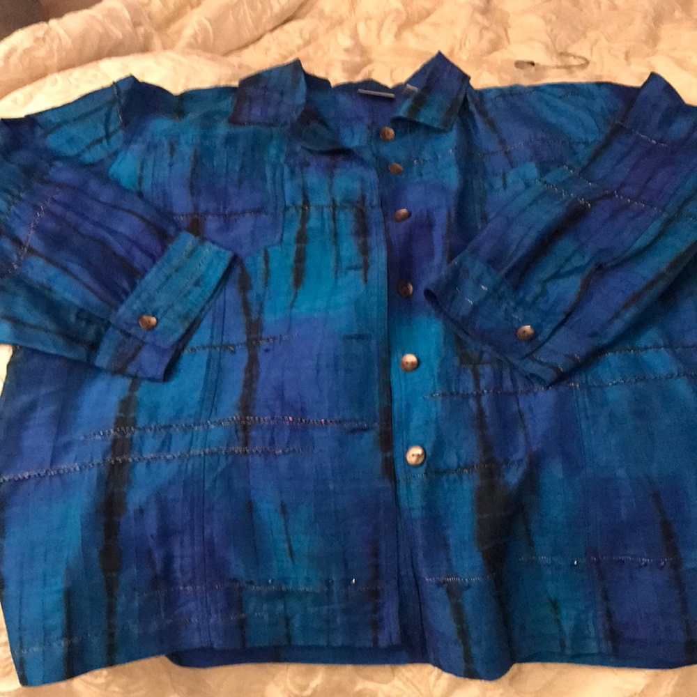 Blues hews.  Chico’s blazer with beading.
